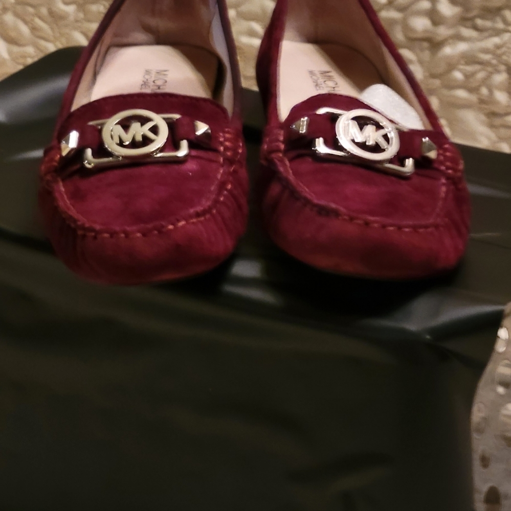 Burgundy Michael Kors slip-on loafers